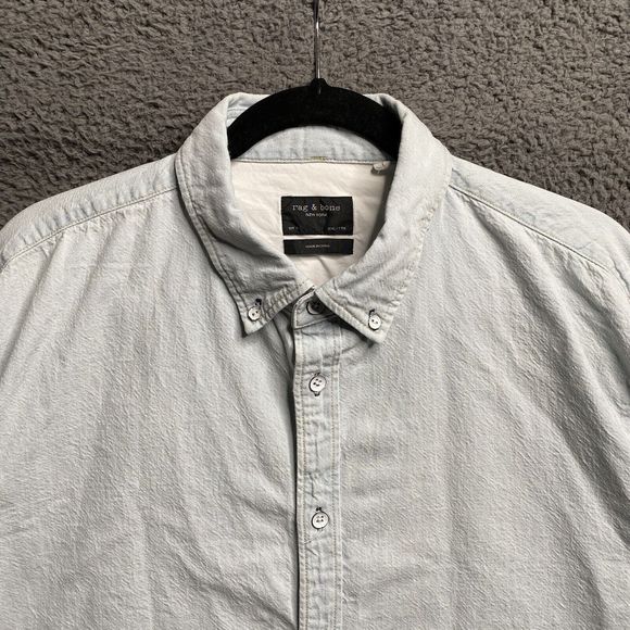 Rag & Bone Fit 3 Denim Button Shirt Light Wash Mens Size 2XL XXL - Picture 3 of 16